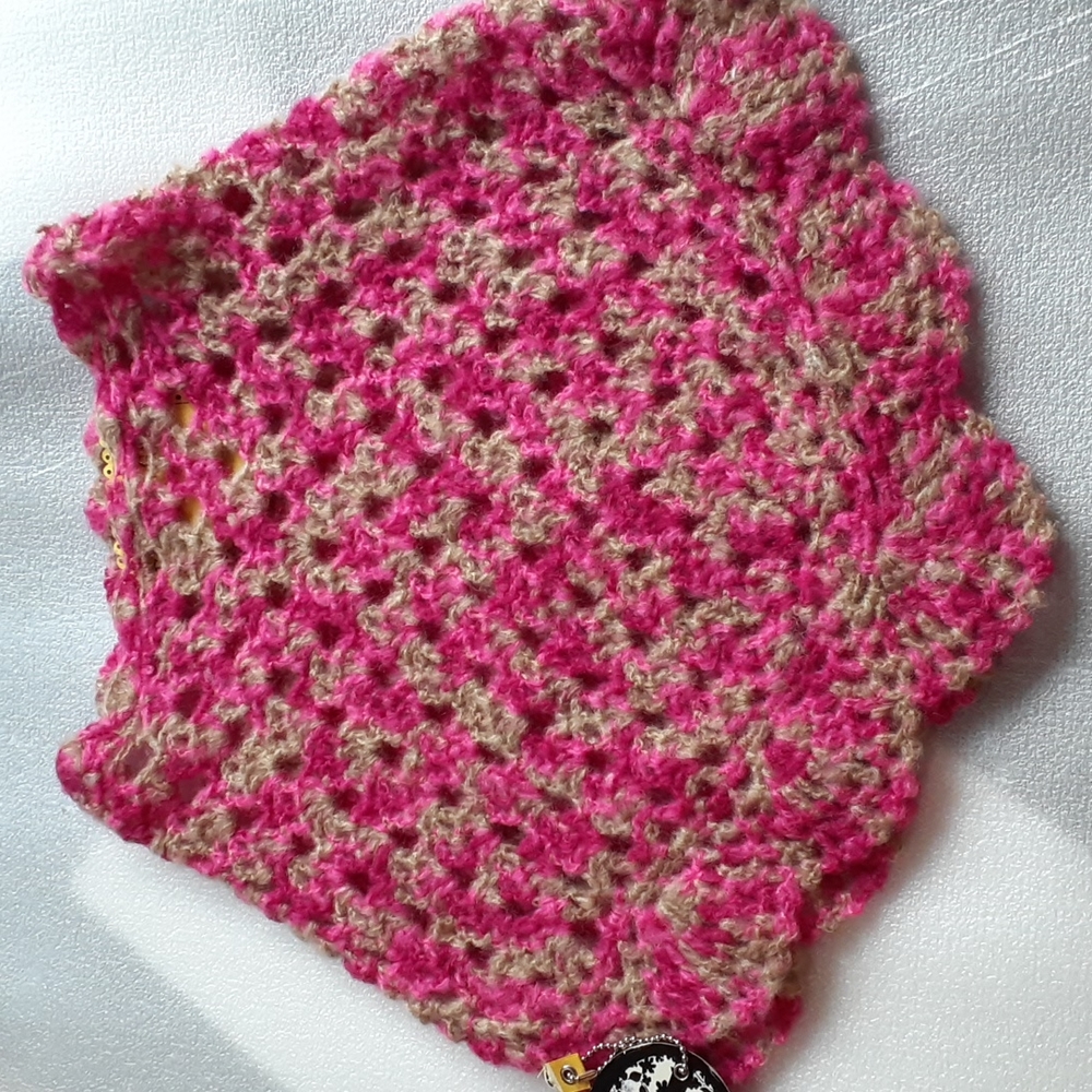 Peace of Cake Pink/Taupe Girl's Poncho New